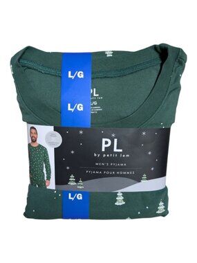 NWT PL By Petit Lem Dark Green Christmas Tree 2 Piece PJ Set Size Large